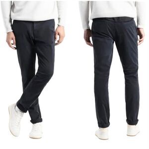 Soft Cloth Navy Blue chino sportive golf  flat front high rise pant trousers 42